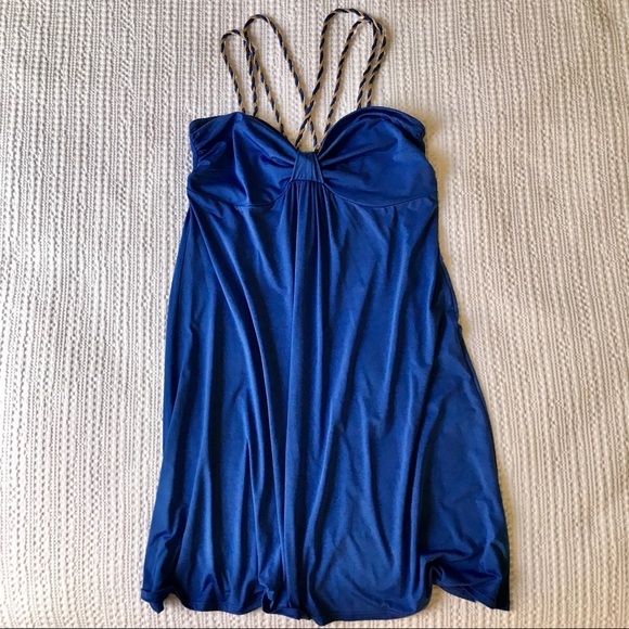 Charlotte Russe Royal Blue & Gold Dress, Size L - Picture 3 of 10